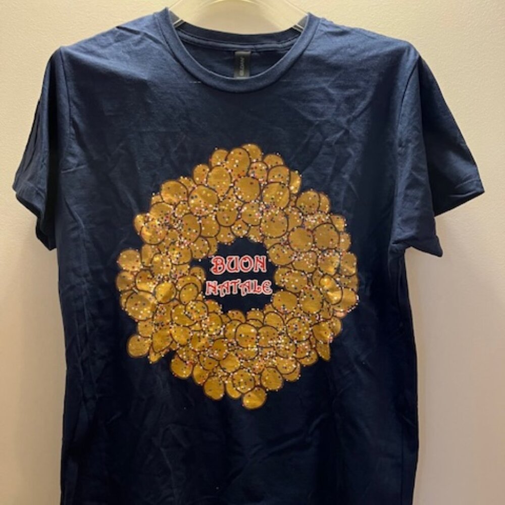 NWT Struffoli Buon Natale Short Sleeve Graphic T-Shirt Women XL Navy